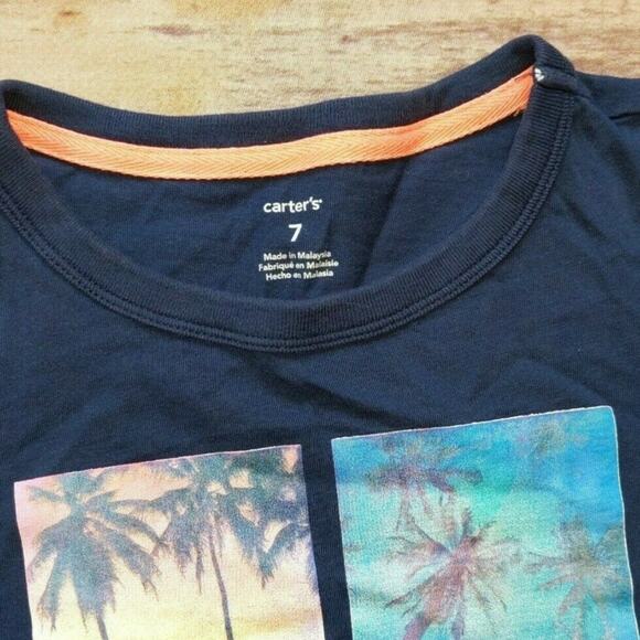 Carter's Blue Short-Sleeve T-shirt ( Tropical /Beach / Surf Theme) Size 7 - Picture 3 of 4